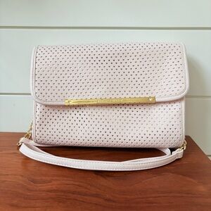 Betsy Johnson Blush Pink Crossbody Bag Purse Gold Heart Details Valentines Day